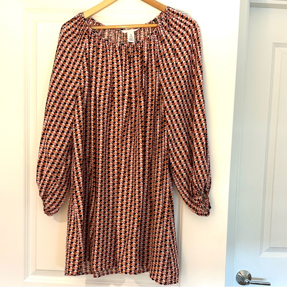 H&M Geometric Print Long Sleeve Mini Dress